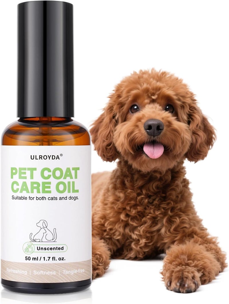 ulroyda Pet Fur Care Oil – Fragrance-Free Leave-in Conditioner with Coconut & Jojoba Oils, Detangles & Reduces Shedding, Adds Shine & Softness for Dogs & Cats, 1.7 fl oz - Image 1